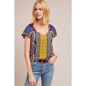Anthropologie Teresita Scarf-Print Blouse